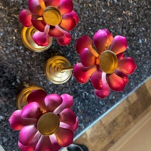 Candle holders Gold and Pink